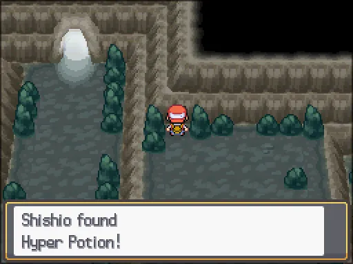 Victory Road 3F: Hyper Potion found, the text box open after pressing A