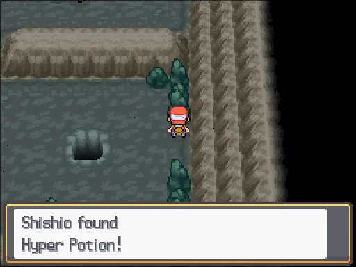 Victory Road 3F: Hyper Potion found, the text box open after pressing A