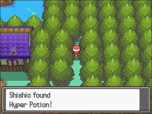 Violet City: Hyper Potion found, the text box open after pressing A