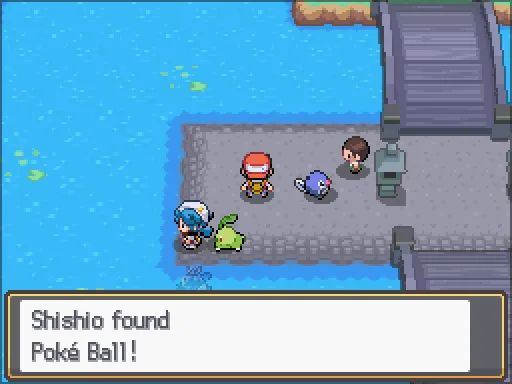 Violet City: Poké Ball found, the text box open after pressing A