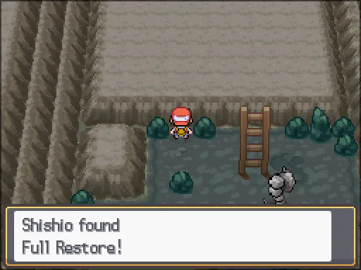 Whirl Islands B2F: Full Restore found, the text box open after pressing A