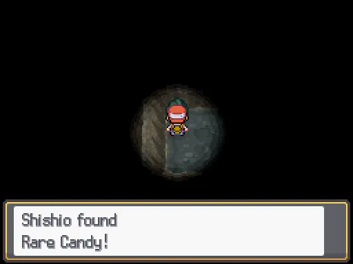 Whirl Islands: Rare Candy found, the text box open after pressing A
