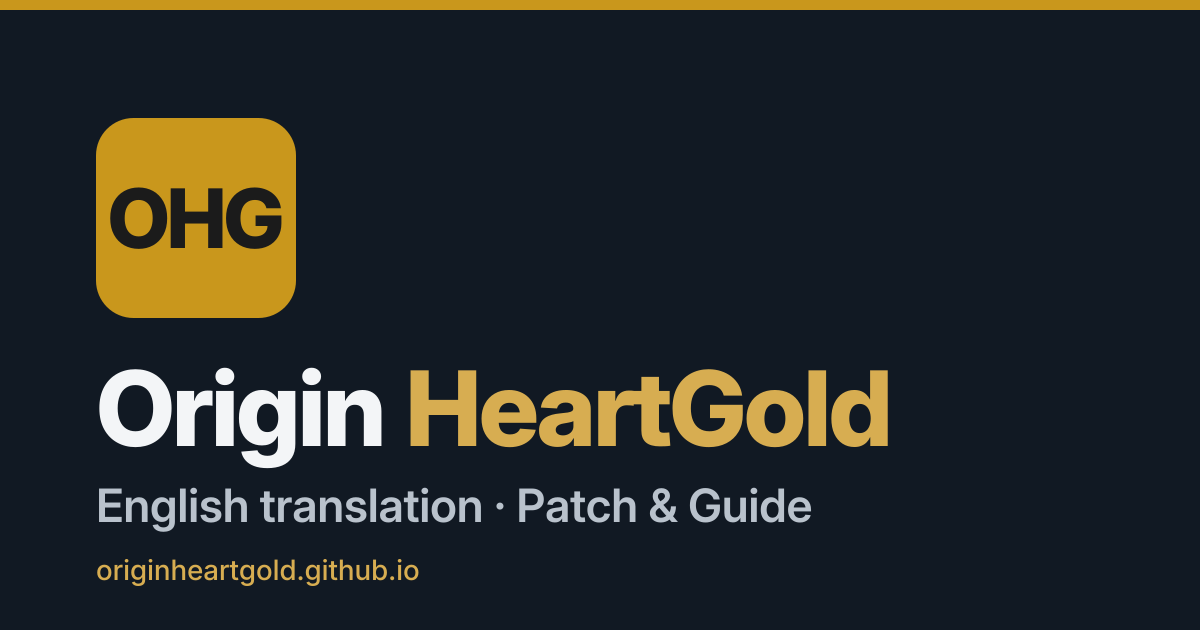 Pokémon Origin HeartGold English Patch & Guide